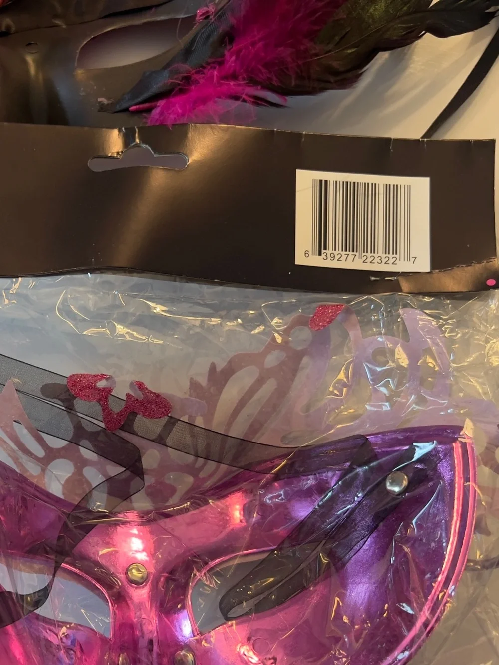 Feathered Large Masquerade Mask in Deep Pink and Medium Pink Sequin Mask